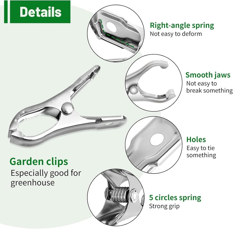 CLSR2U Greenhouse Clips, Stainless Steel Garden Clips, Plant Clips for Outdoors Hanging Heavy Duty Forest Cloth Blankets Netting Freeze Protection Outside Accessories Garden Hoops (20 PCS) - Image 4